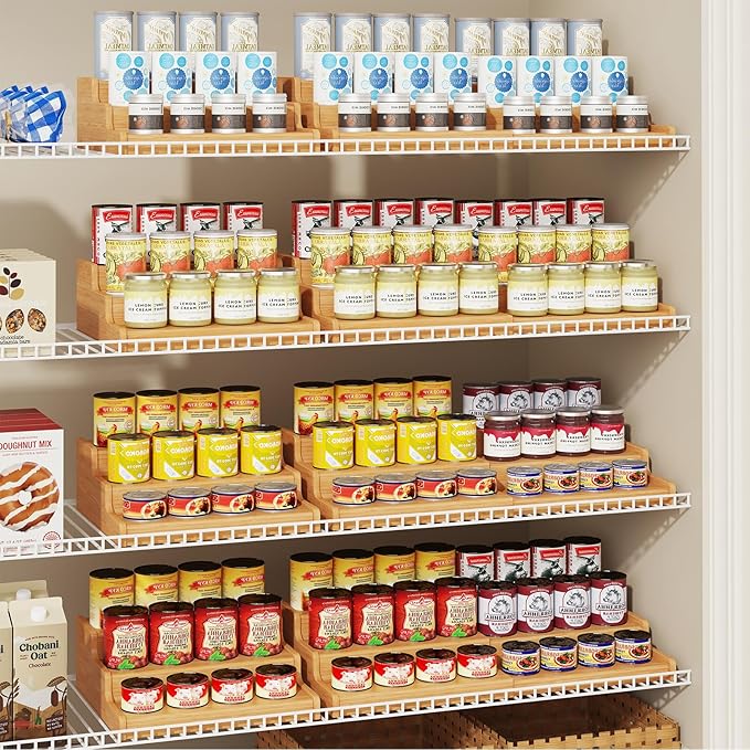 Expandable Bamboo Can Rack Organizer for Pantry, 3-Tier Adjustable Can Storage Holder, Soda Organizer Holds Up to 24 Cans, Canned goods Storage Display for Pantry, Cabinet, Countertop (patent pending) - Image 2