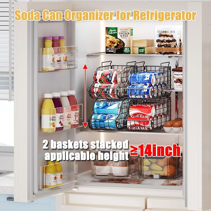 Sonyabecca 4-Pack Stackable Can Rack Organizer for Kitchen Pantry | Soda Can Organizer and Food Storage Dispenser for Pantry Cabinets. Foldable Wire Rack Keeps Canned Food Organized - Image 3