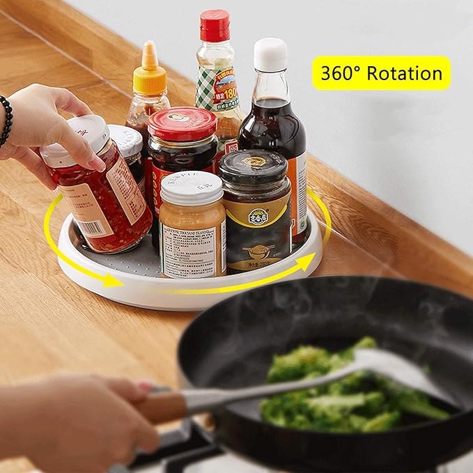 Lazy Susan Organizer, 12 Inch 360 Rotating Tray, 2 Pack | Smooth Turning, Anti-slip Textured Center, Versatile Pantry, Fridge and Bathroom Storage Solution - Image 2