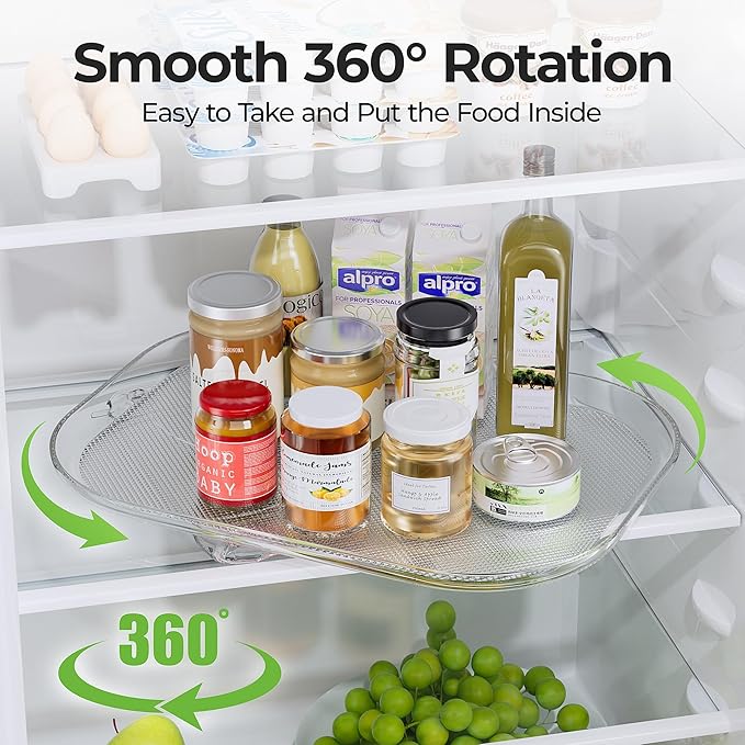 LAMU Lazy Susan Organizer Turntable 15.67''x11.7'' for Refrigerator Organizers and Storage, Fridge Organizer, Condiment Organizer for Kitchen, Table Top, Cabinet, Pantry, Countertop, 1 Pack - Image 3