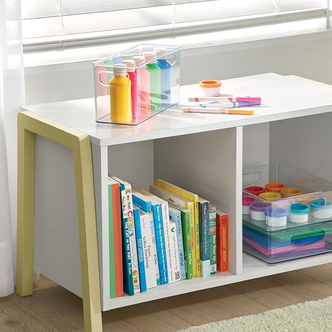 iDesign Plastic Stackable Pantry Bin, Set of 2, Clear | Storage Bin with Handles, For Cabinets or Fridge - Image 6