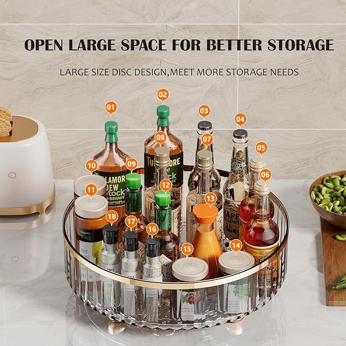 Clear Lazy Susan Pantry Organizers and Storage, 11” Turntable Organizer, Rotating Storage Rack for for Kitchen, Pantry,Cabinet, Dining Table,Fridge,Countertop,Vanity,Food Storage - Image 5