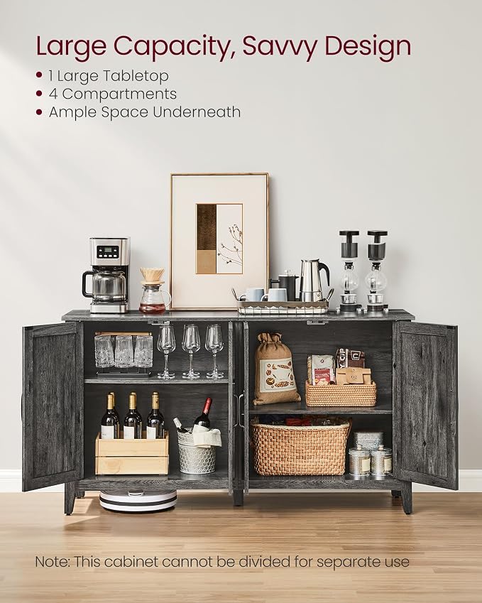VASAGLE Buffet Cabinet, Coffee Bar, Adjustable Shelf | Sideboard Storage with Cable Hole, Antique Charcoal, LIRY Collection ULSC381T04 - Image 4