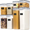 Airtight Food Storage Containers with Lids, 8 PCS | BPA-Free Kitchen Organizers with Lids, For Flour, Sugar & Cereal, Plastic Dry Food Canisters, Pantry Storage by Chefstory