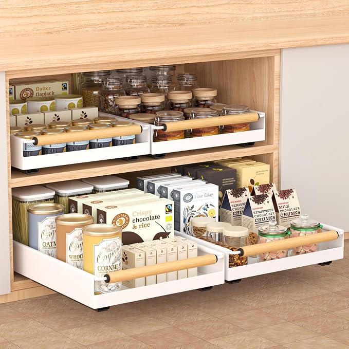 Pull out Cabinet Organizer, 16" Deep Pull Out Drawer for Kitchen Cabinets Adhesive with Nano Film, Slide out Cabinet Organizer Shelf for Pantry Bathroom Organization White - Image 7
