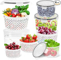 TBMax 8 Pieces Airtight Fruit Storage Containers for Fridge with Air Circulation Vent, 4 Pack Round Produce Saver with Colander for Berry Lettuce Salad Vegetable Storage, Refrigerator Organizers by TBMax