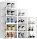 12 Pack X-Large Shoe Storage Boxes, Shoe Organizer Clear Stackable | Fit US Size 11, 6.2” Height, Shoe Dispaly Case Holder Bins Sneaker Storage for Sneakerheads, For Home and Family, White by Pinkpum