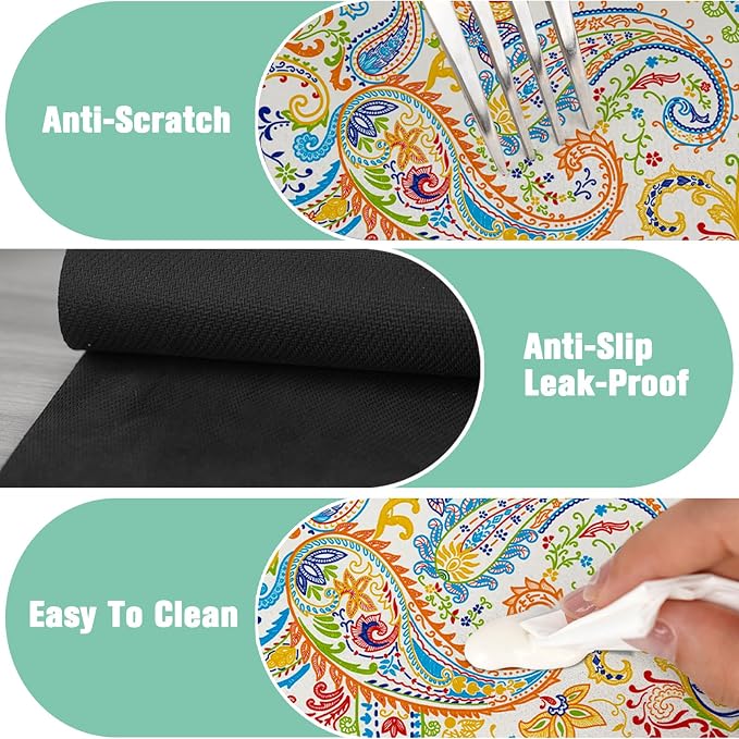 Kitchen Sink Splash Guard Faucet Mat 15" X 5.5" Paisley Absorbent Fast Drying Mat Faucet Draining Mat Sink Splash Guard Behind Faucet Drip Catcher for Kitchen Bathroom - Image 6