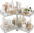 DWVO 28″ Kidney 2-Tier Lazy Susan – Telescoping Mount Corner Cabinet Organizer with Pie-Shelf Design, for Bathroom,Kitchen Cabinet Blind Corners (Chrome, 270° Adjustable) by DWVO