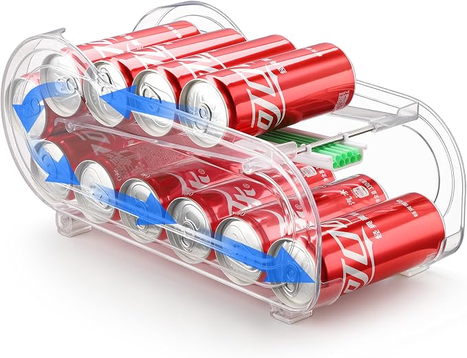 Soda Can Organizer for Refrigerator, Drink Organizer for Fridge, Automatic Rolling Can Dispenser Holder, Organize 11 Pcs Standard 11.15oz or 12oz Long Cans (1 Pack) by CACHOLIV