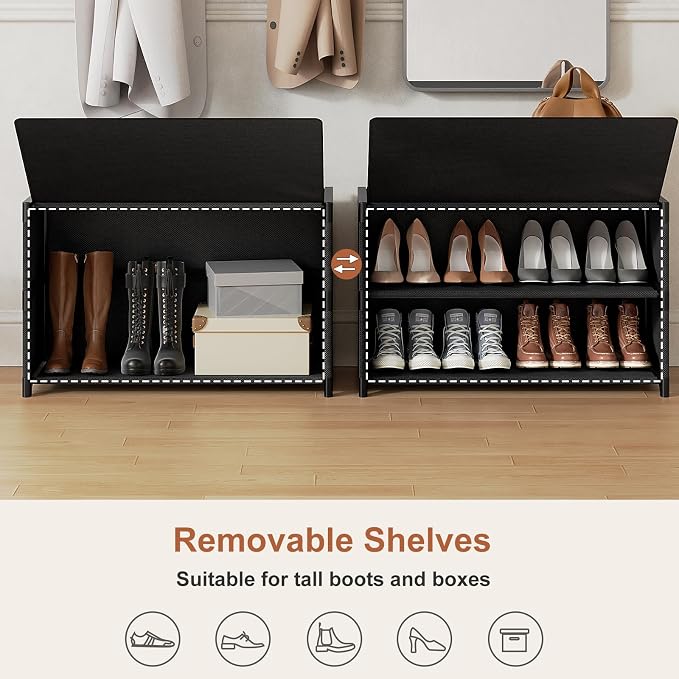 3 Tier Shoe Cabinet with Door, 12-Pair Storage, Black | Compact for Small Closets, Holds Heels, Sneakers, Boots, Door for Dust Pet Protection, Quick Easy Set Up - Image 7