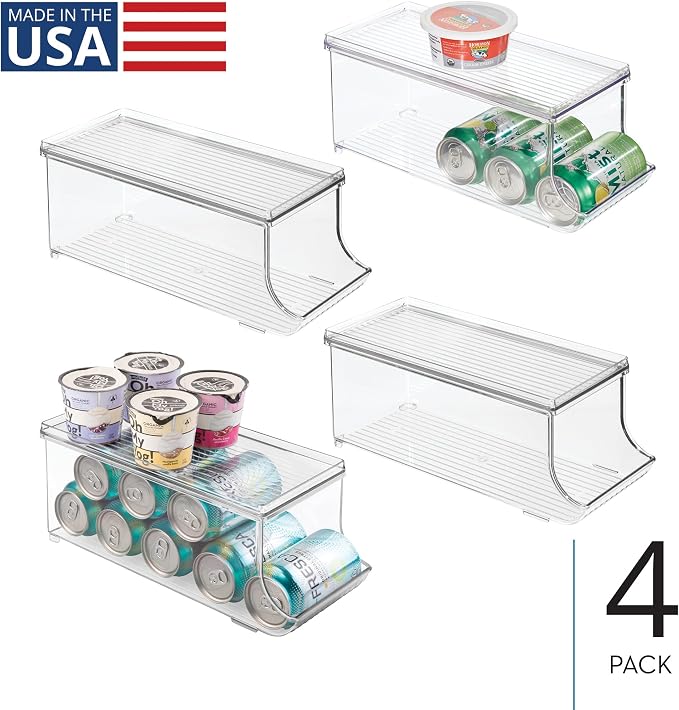 iDesign Soda Can Organizer with Lid, Set of 4, Clear | For Pantry or Refrigerator, Made in USA - Image 2