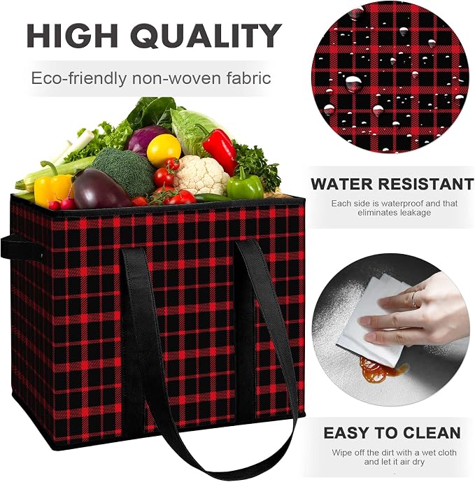 Reusable Grocery Bags 4 Pack, Foldable & Water Resistant Shopping Bags | Large Grocery Tote Bag Water Resistant Shopping Bags Foldable Grocery Bag for Clothes,Shoes and Picnic - Image 3