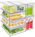 7Pack Clear Fridge Drawer Organizer Pull out Bins Stackable Refrigerator Organizer Bins with Handle for Kitchen Cabinet Organization Divided Produce Saver Container for Fruit Veggie Egg by Eanpet