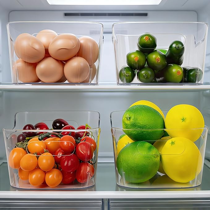 Tiawudi Set of 6 Clear Plastic Storage Bins, 2 Large Stackable Oraganizer with Open Front & Lid, 4 Small Storage Container for Pantry Organization, Multi-Use Organizer Bins for Home, Kitchen, Cabinet - Image 7