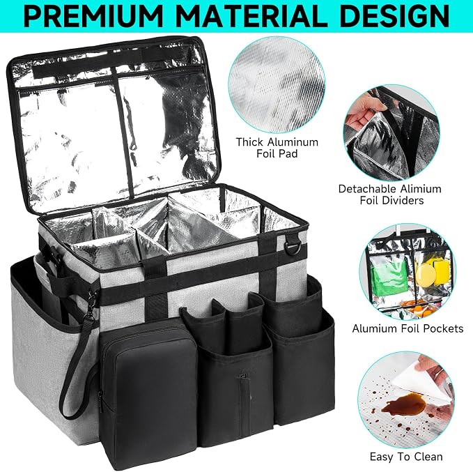 Cleaning Cadddy Bag with Rolling Cart, Large Cleaning Bag with Wheels | Cleaning Supplies Organizer with Detachable Trolley for Housekeepers, Housekeeping Cleaning Cart with Shoulder Strap & Handle - Image 2