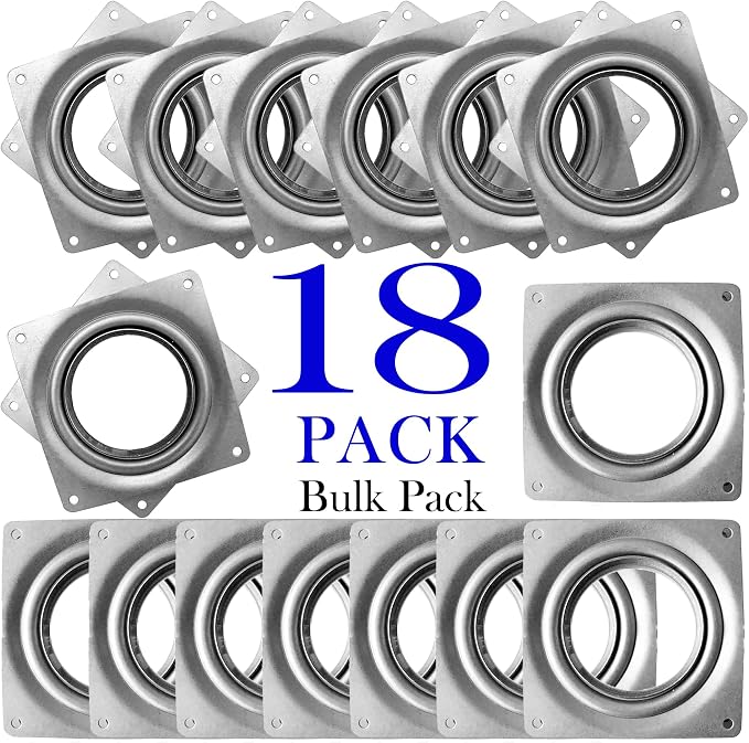 18Pack Lazy Susan Hardware, 4-inch Lazy Susan Hardware Square for Crafts, 300lbs Capacity Zinc Plated Steel Swivel Bearing for Turntable, Serving Trays, Kitchen Storage Racks, Rotating Bearing Plate | Lazy Susan Hardware Base for Serving Trays Kitchen ... - Image 2