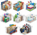 MOONEDGE 8 Pack Clear Plastic Storage Bins 12x8x6in Pantry Organizer | Large Pantry Storage Bins, Cabinet Containers for Under-Sink Storage, Kitchen, Fridge, Bathroom and Home Organization by MOONEDGE