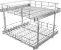 2 Tier Pull Out Cabinet Organizer 24" W X 22" D, Chromed, Full Slide Out | For Kitchen Organizers and Storage, Pull Out Drawers For Cabinets Capacity Heavy Duty Caddy, Cabinet Shelves, Bathroom Pantry by STORKING