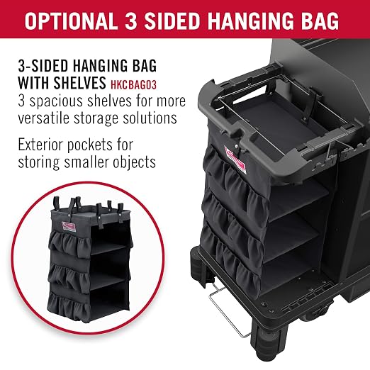Suncast Commercial Organizer Bag with Shelves, 3 Sided, Housekeeping Cart - Image 2