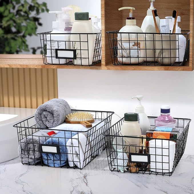 6 Pack Wire Baskets for Pantry Organization and Storage, Kitchen Organizer, 2 XXLarge & 2 XLarge & 2 Large - Image 5