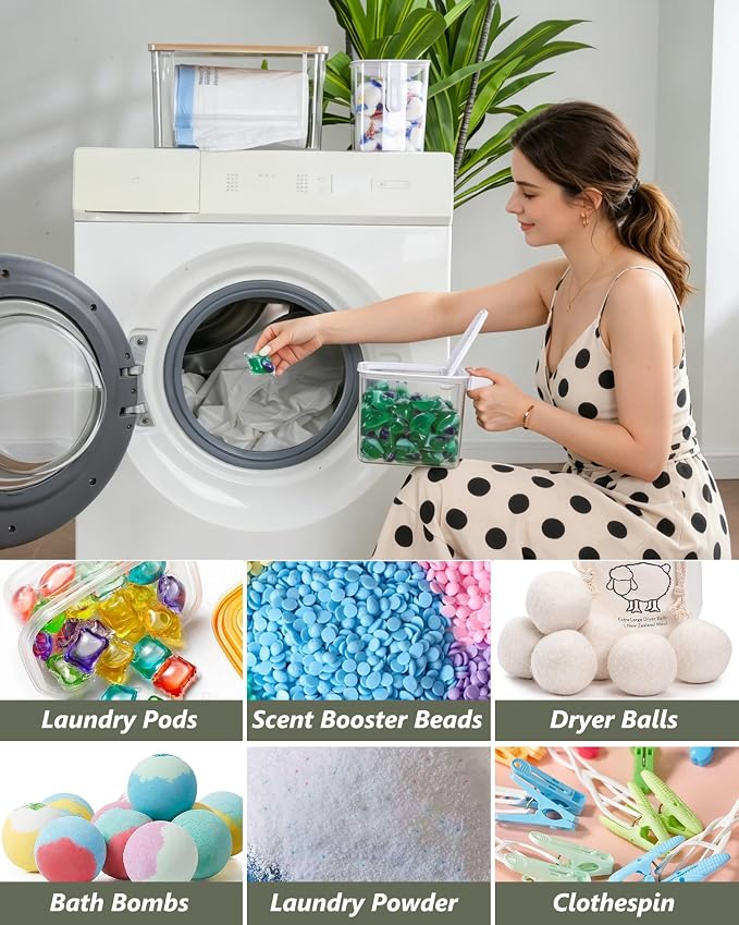 iCASA 3 in 1 Trash Bag and Dishwasher Pod Organizer Garbage Bags Dispenser | Large Acrylic Trash Bag Holder with Bamboo Lid, with 2 Pack Laundry Detergent Pods Container, Under Kitchen Sink Organizer - Image 6