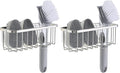 SunnyPoint NeverRust Deluxe Kitchen & Bathroom Sink Sponge Holder Organizer with Adhesive Mount - Additional Suction Cup Included – Sponge & Brush NOT Included – 7.4 x 3.3 x 2.75 Inch (Pack of 2) by SunnyPoint