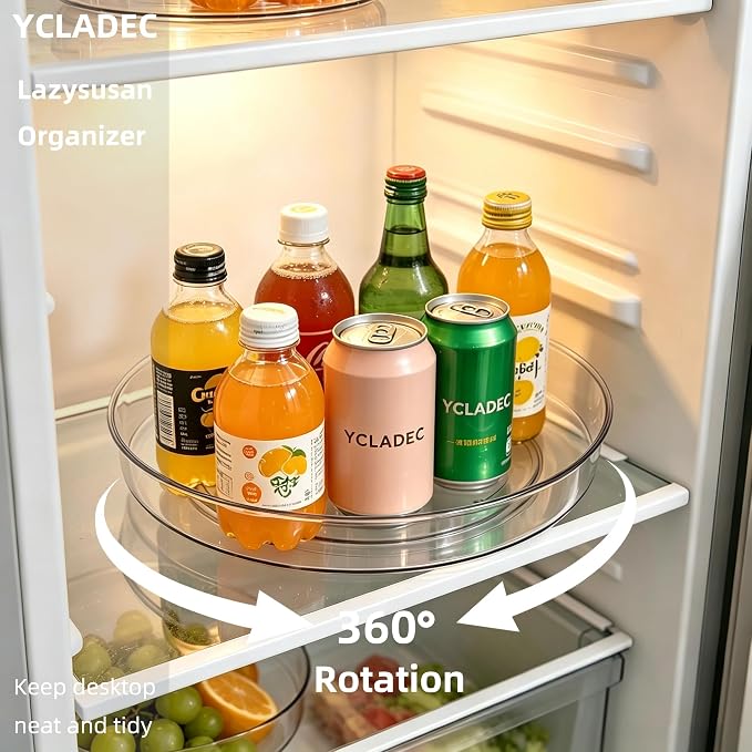 3 Pack Lazy Susan 11.5" 10.6" Turntable Organizer Pantry Cabinet | Pantry Organization and Storage Spice Rack Fridge Rotating Condiment Tray Spinner for Kitchen Bathroom Makeup Cosmetic Clear - Image 4