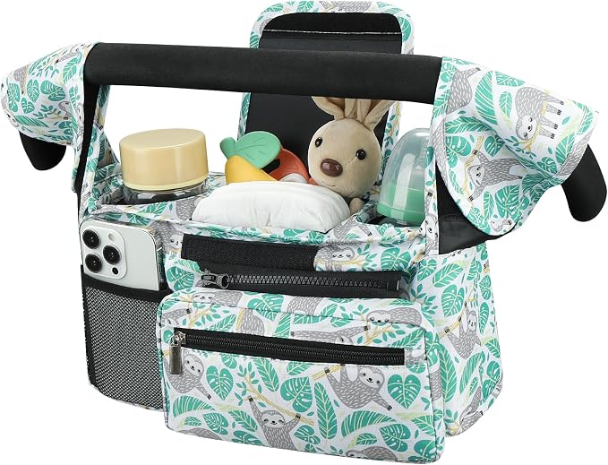 Accmor Universal Stroller Organizer with Insulated Cup Holder Detachable Phone Bag and Shoulder Strap,Stroller Bag Caddy Organizer for Uppababy, Baby Jogger, Britax Strollers by Accmor