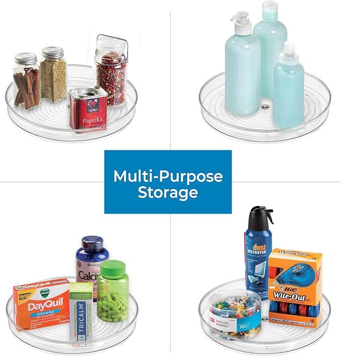 iDesign 9-Inch Lazy Susan Organizer - Small Lazy Susan Turntable for Cabinet or Pantry, 2 Count, Clear (Pack of 12) - Image 6