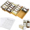 Spice Drawer Organizer with 20 Spice Jars,216 Labels,50 Non-slip Rubber, Bamboo 4 Tier Seasoning Rack Tray Insert for Kitchen Drawers,Cabinets,Countertop,9" Wide x 15.8" Deep by KitHero