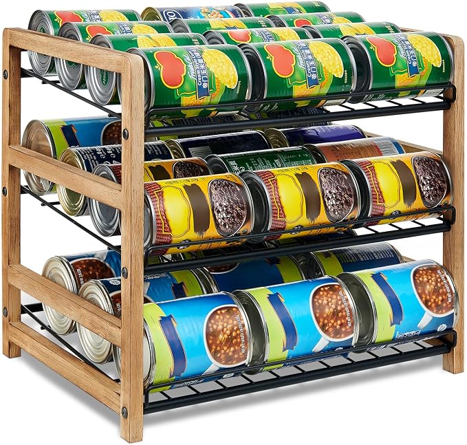 DGWJSU Can Organizer for Pantry 3-Tier, Holds up to 36 Cans Storage | Cans Holders for Pantry, Cabinet, Countertop, Carbonized Brown by DGWJSU