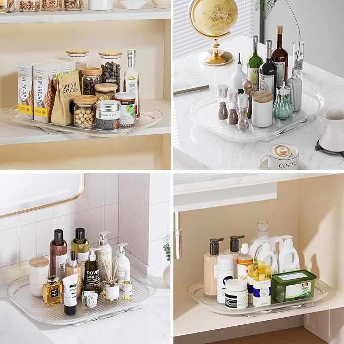 LAMU Lazy Susan Organizer Turntable 15.67''x11.7'' for Refrigerator Organizers and Storage, Fridge Organizer, Condiment Organizer for Kitchen, Table Top, Cabinet, Pantry, Countertop, 2 Pack - Image 9