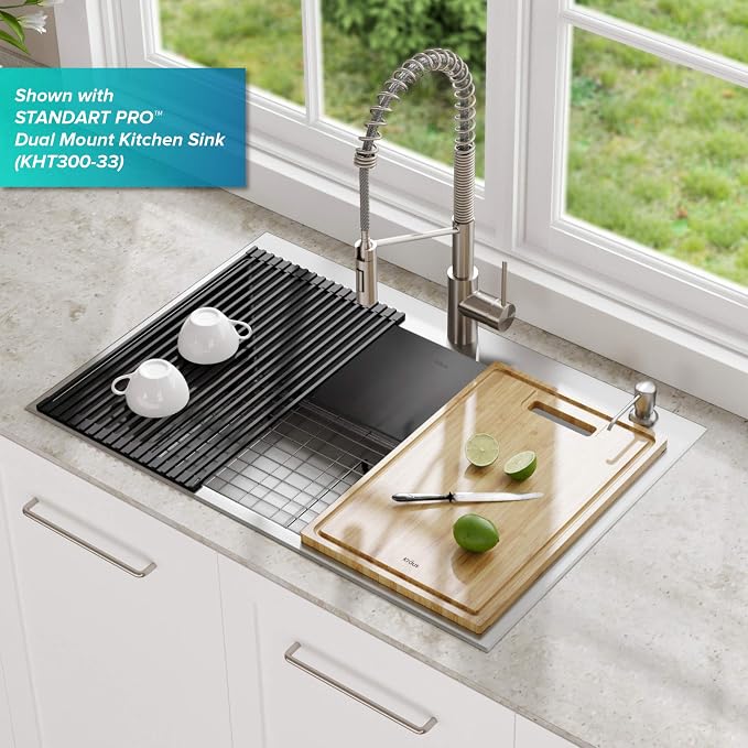 Kraus Multipurpose Over-Sink Roll-Up Dish Drying Rack, Colander and Trivet in Black, KRM-10BLACK (Pack of 4) - Image 10
