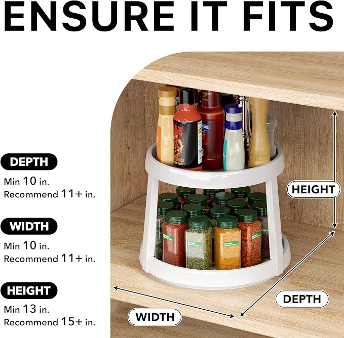 Simple Houseware 2-Tier Lazy Susan Spice Organizer, 10-Inch Diameter, Oak - Image 6