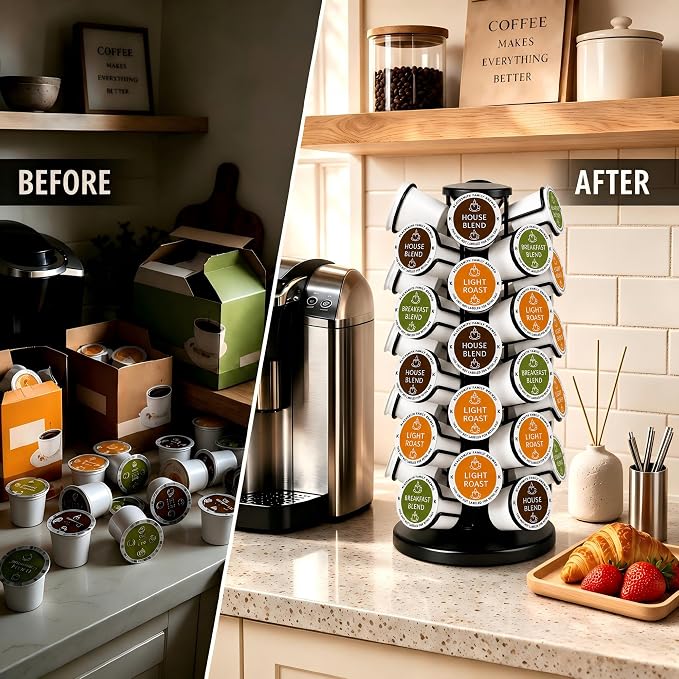 Coffee Pod Holder for 40 Pods, K Cup Holder Organizer with Weighted Base | Heavy-Duty Steel,Smooth & Quiet 360°Rotation,Easy Access,No Assembly Required,Space-Saving for Coffee Stations & Countertops - Image 5