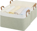 StorageWorks Fabric Storage Bins for Shelf, Green and White, Large, 2-Pack | With Reinforced Soft PU Handles, Sturdy Metal Frame, Collapsible, Storage Basket for Closet, Holds Clothes, Towels, Blankets by StorageWorks