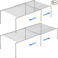 Tomorotec Spice Rack Cabinet Organizer, Expandable Steel, Kitchen, Silver | Stackable Two-Pack Storage Shelves with Anti-Slip Protective Rubber Feet for Pantry or Countertop by Tomorotec