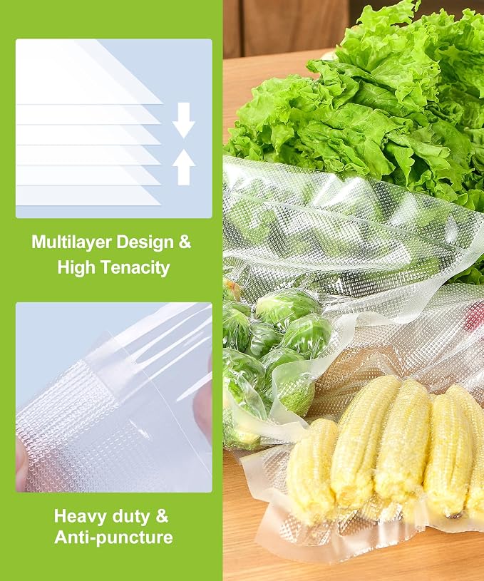 Bonsenkitchen 6 Rolls 11" x 16' Vacuum Sealer Bags for Food with Color Box | Commercial Grade, Food Storage or Sous Vide, Heavy Duty Vacuum Sealer Bags Rolls,BPA-free & Food-Grade Safe Material, VB21 - Image 5
