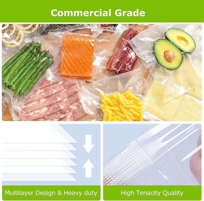Bonsenkitchen Vacuum Sealer Bags Rolls, 2 pack 8 in x 50 ft Rolls | Commercial Grade, Heavy Duty, Durable Food Sealer Bags, Seal a Meal, Food Storage & Sous Vide Cooking, BPA Free, VB23 - Image 2