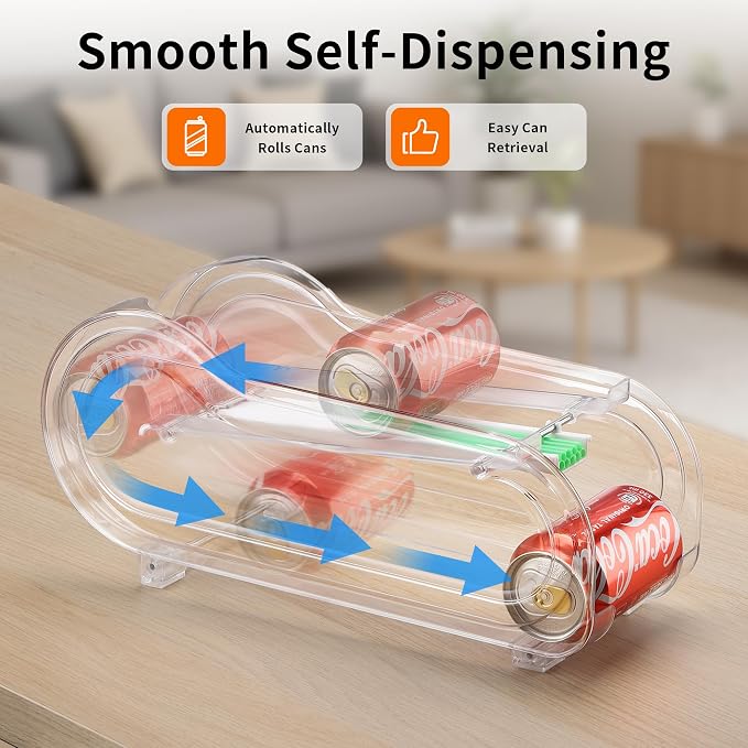 Soda Can Organizer for Refrigerator, Drink Organizer for Fridge, Automatic Rolling Can Dispenser Holder, Organize 10 Pcs Standard 11.15oz or 12oz Short Cans (4 Pack) - Image 4