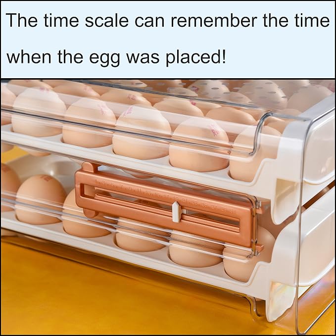 Sooyee Egg Holder for Fridge, Clear, 2 Drawers 40 Eggs | Eggs Organizer for Refrigerator,Space-Saving Egg Container, Clear Acrliy 2-Tier Egg Tray Storage for Kitchen - Image 3