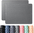 2 Pack Caketime Silicone Dish Drying Mat for Kitchen Counter Coffee Bar Accessories Heat Resistant Waterproof Dining Under Sink Organizers Dog food mat Must Haves Extra Large 24"x18" Gray by CAKETIME