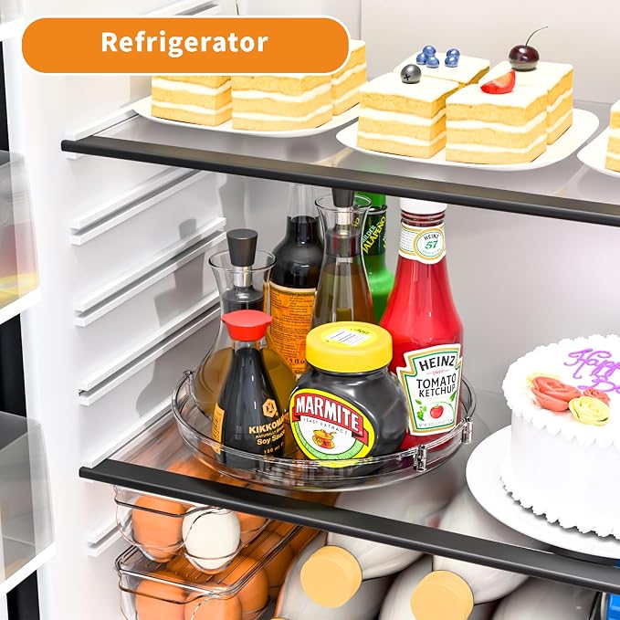 9.5" W Acrylic Clear Lazy Susan Turntable for Cabinet,Kitchen Countertop,Refrigerator and Pantry Organization Storage,1 Tier Small Spinning Organizer for Vitamin,Medicine,Spice Rack & Organization - Image 7