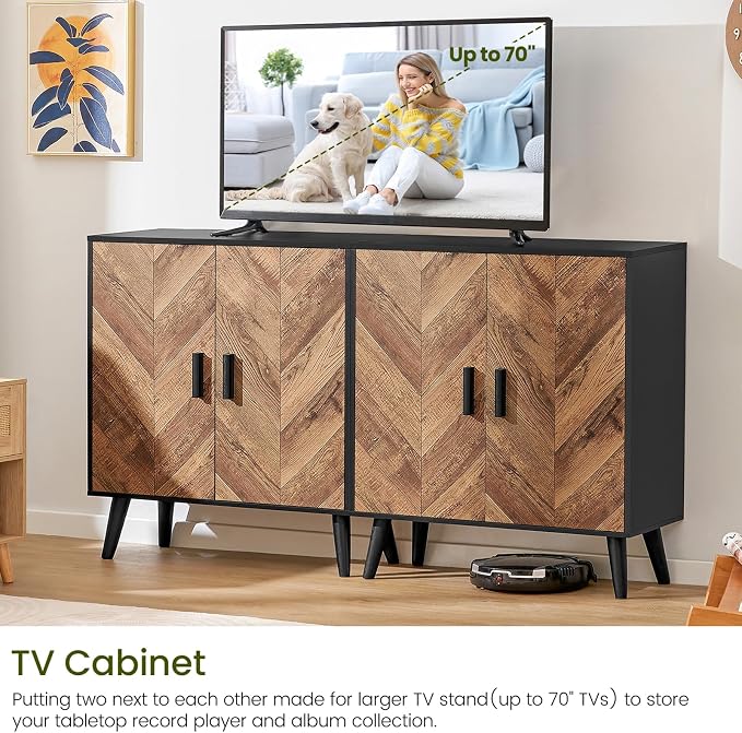Iwell Storage Cabinet with 2 Shelves & Doors, Sideboard Buffet Cabinet with Storage, Entryway Cabinets, Accent Cabinets for Living Room, Dining Room, Entryway, Black - Image 5
