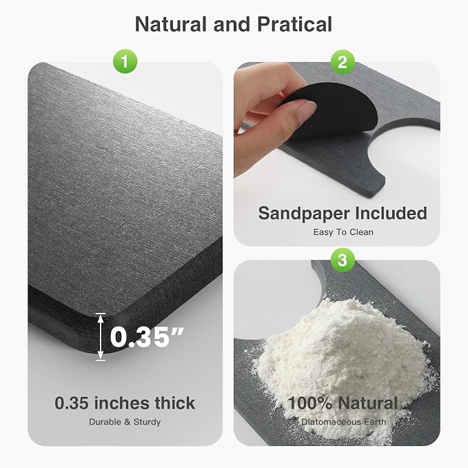 Premium Stone Faucet Mat for Kitchen Sink, 23.6" x 4" Dark Gray | Quick Drying & Water Absorbent, Sink Splash Guard Tray for Prevents Moisture Buildup - Image 4