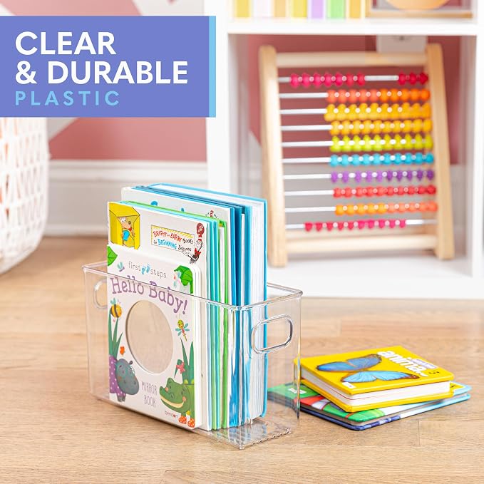 Plastic Food Storage 2 Pack Clear Container Bin with Handles for Organizing Kitchen, Pantry, Refrigerator, Freezer, Pantry, Cabinet, Closet, Bathroom. 10”x4”x6” - Image 6