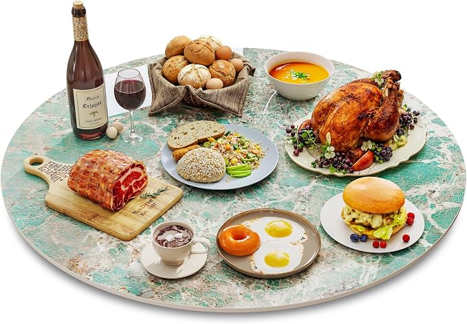 ZL ZELing 35.4" Lazy Susan Turntable – 360° Sinteredstone Silent Anti-Slip Turntable, Table Top Centerpiece for Kitchen, Pantry, Spice Rack, Refrigerator & Dining Table, Green by ZLZELing