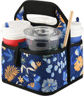 Beautyflier Reusable Insulated Coffee Cup Carrier, Portable Drink Holder with Handle Organizer Tote Bag for Hot & Cold Drinks (Blue Plants) by Beautyflier