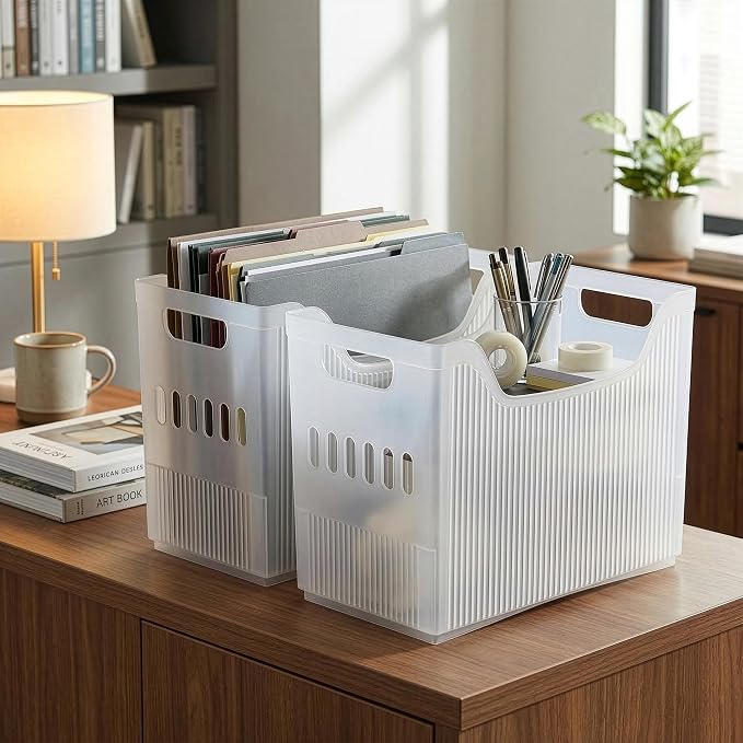 BINO | Plastic Storage Bins, Wide - 2 Pack | THE CANYON COLLECTION | Clear Storage Bins for Organization | Clear Containers for Pantry | Fridge & Freezer Organizer Bin | Cabinet & Pantry Organizers - Image 5